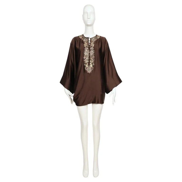 Alexander McQueen — 2006 Alexander Mcqueen Draped Tunic With Metal Thread Embroidery — Clothing — resale