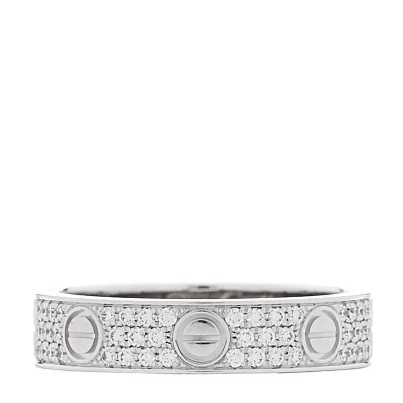 Cartier — 18K White Gold 4mm Love Wedding Paved Band 48 4.5 — Jewelry — resale