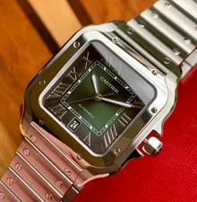 Cartier — Cartier Santos WSSA0062 Large Green Dial Automatic Box & Papers — Watch — resale