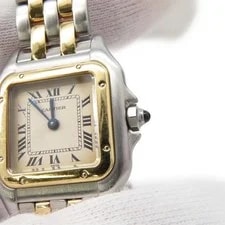 Cartier Panthere 2 Row SM/22mm 30mm Steel 18K Yellow Gold Ivory Dial W25029B6 4
