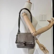 Fendi Kan I Metallic Studded Chain Auth 2
