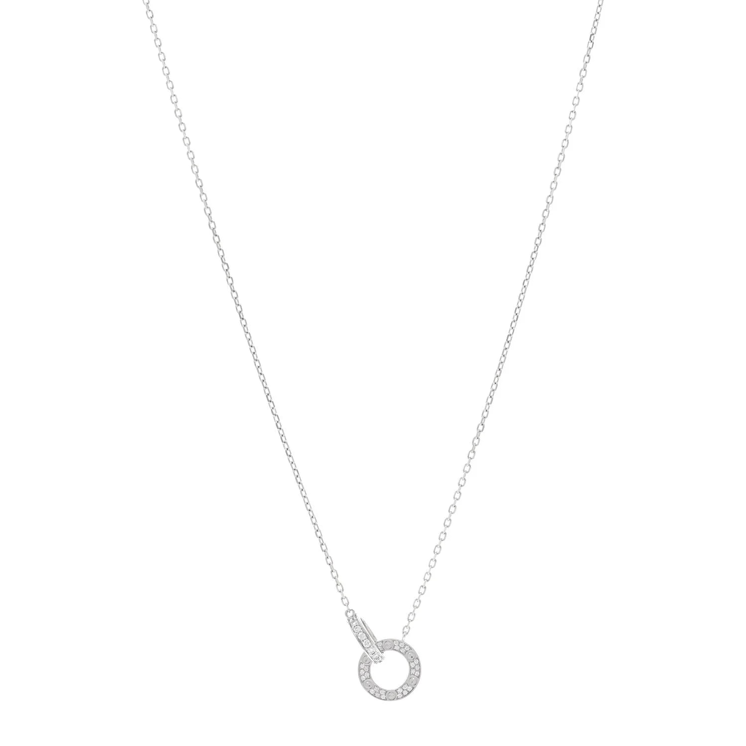 Cartier — 18K White Gold Interlocking Love Paved — Jewelry — resale