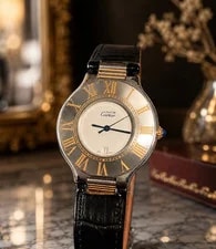Cartier — Cartier Must de 21 Ref.133000P Quartz 31mm Two Tone Leather Swiss — Watch — resale