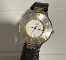 Cartier Must de 21 Ref.133000P Quartz 31mm Two Tone Leather Swiss 4