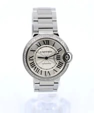 Cartier — Cartier Ballon Bleu WSBB0048 36mm Automatic Custom Diamond Bezel — Watch — resale