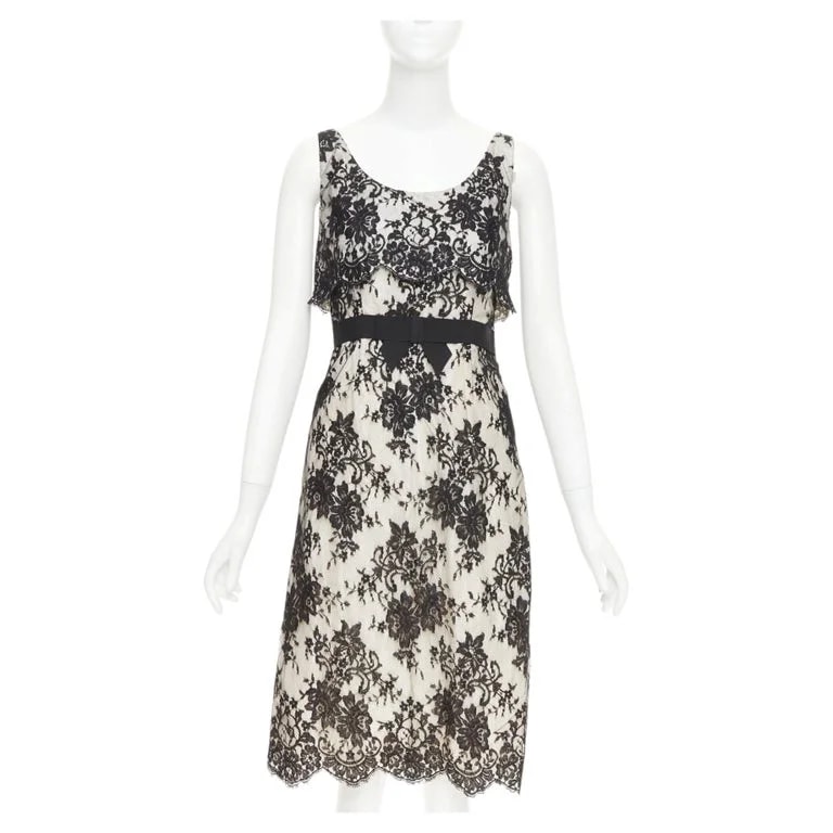 Dior — Christian Dior Floral Lace Grosgrain Bow Dress FR36 S — Clothing — resale