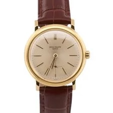 Patek Philippe — Patek Philippe Calatrava 34mm Silver Automatic 18K Yellow Gold Leather 3440 — Watch — resale