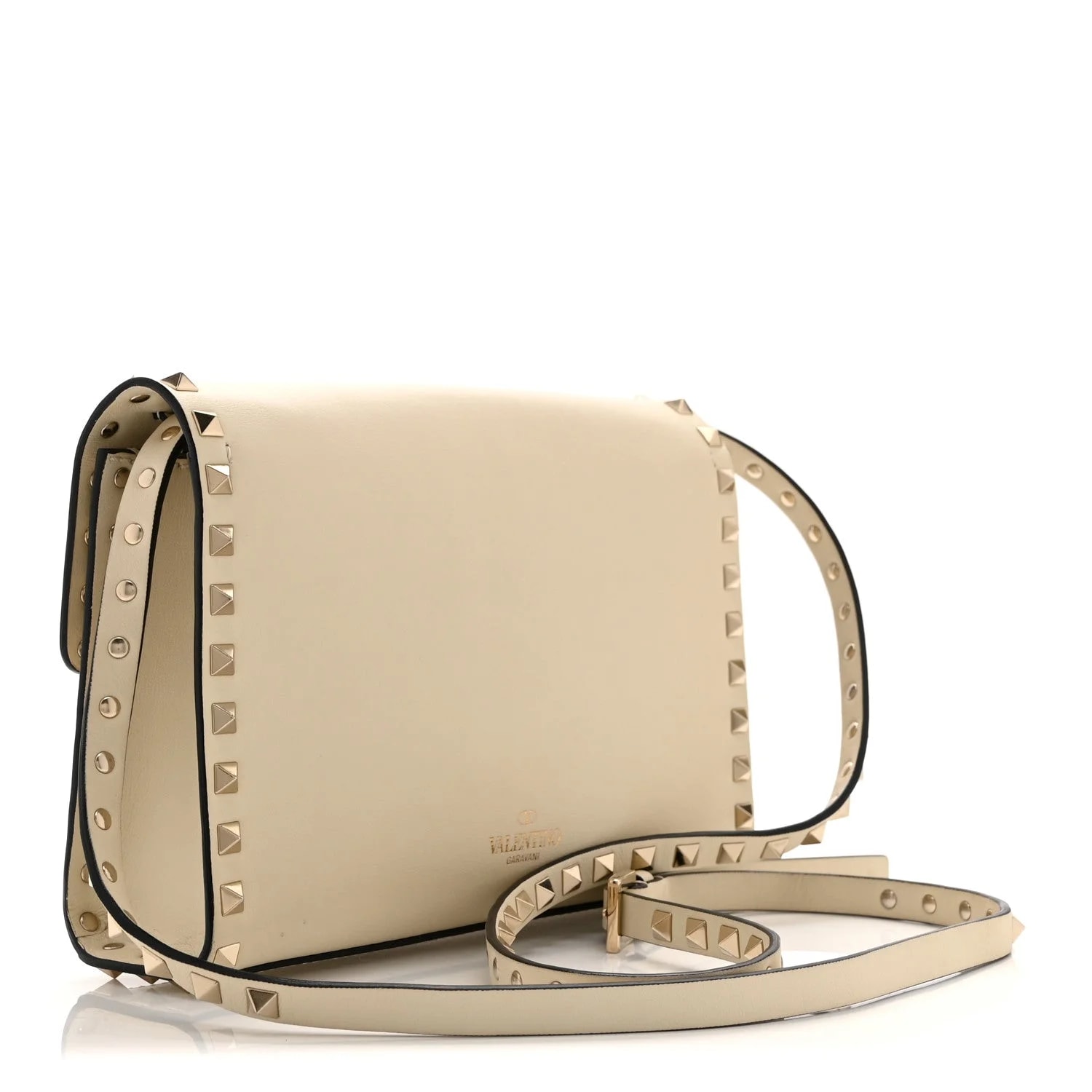Vitello Medium Rockstud Flip Lock Crossbody Light 3