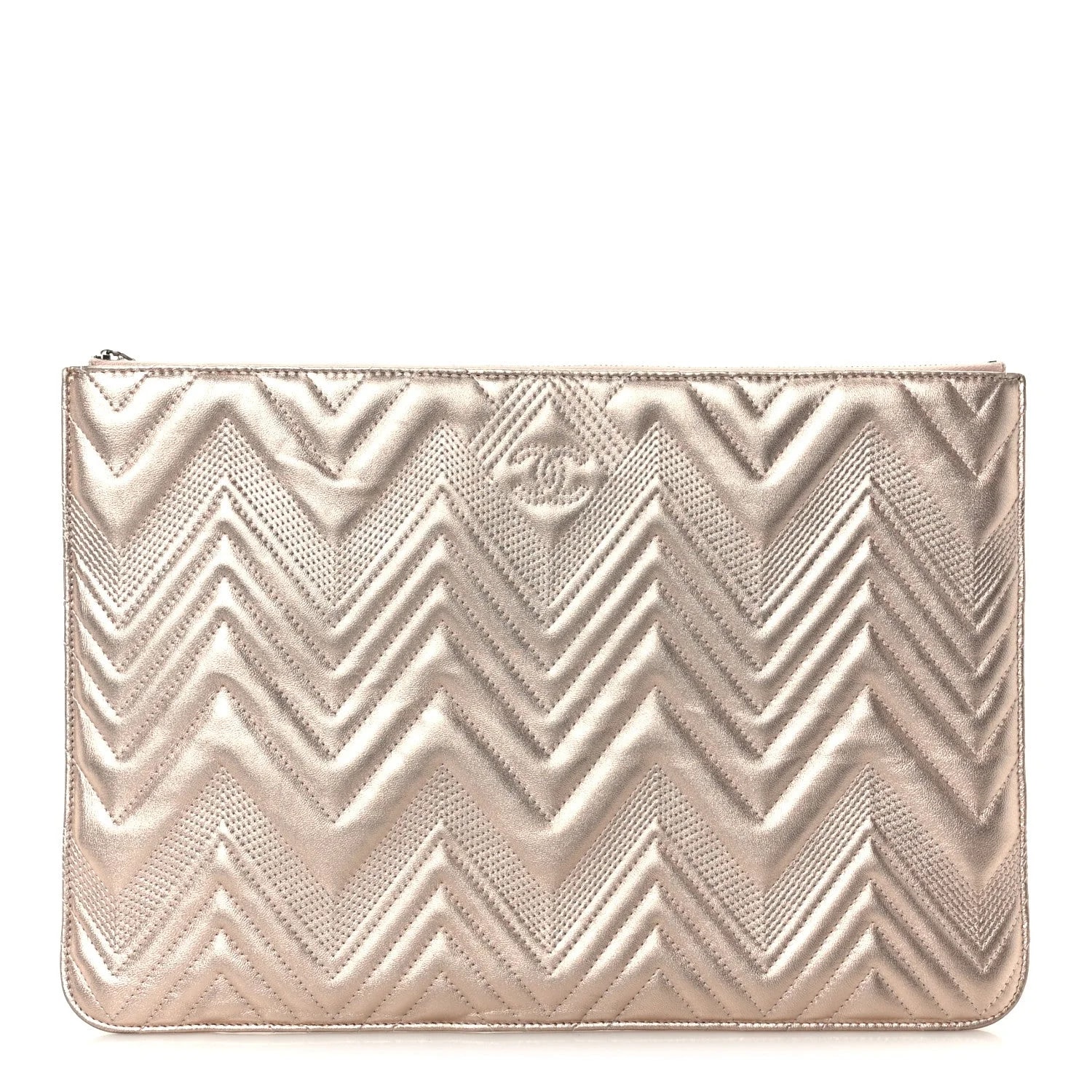 Chanel — Metallic Chevron Medium Cosmetic Case Light — Accessory — resale