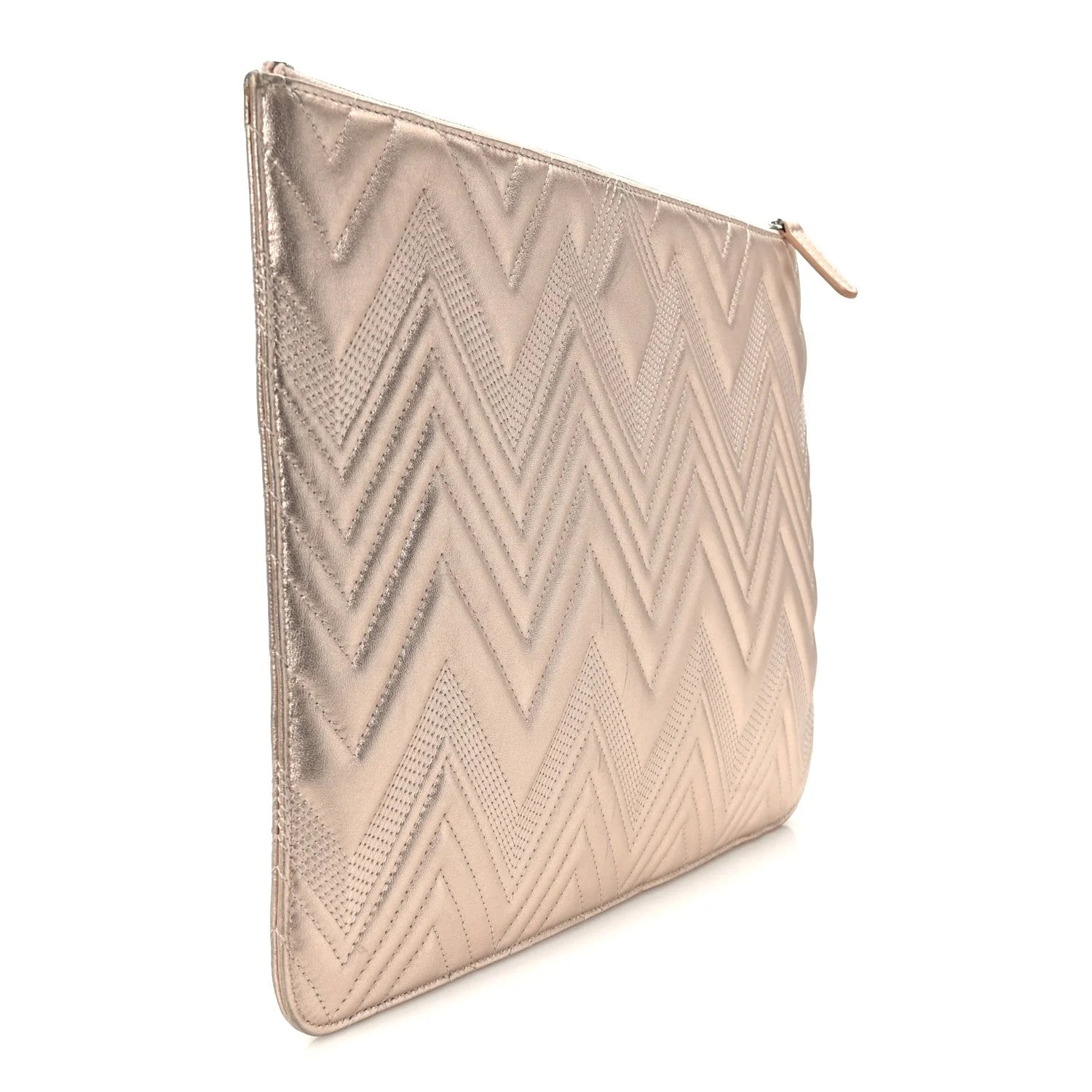 Metallic Chevron Medium Cosmetic Case Light 3