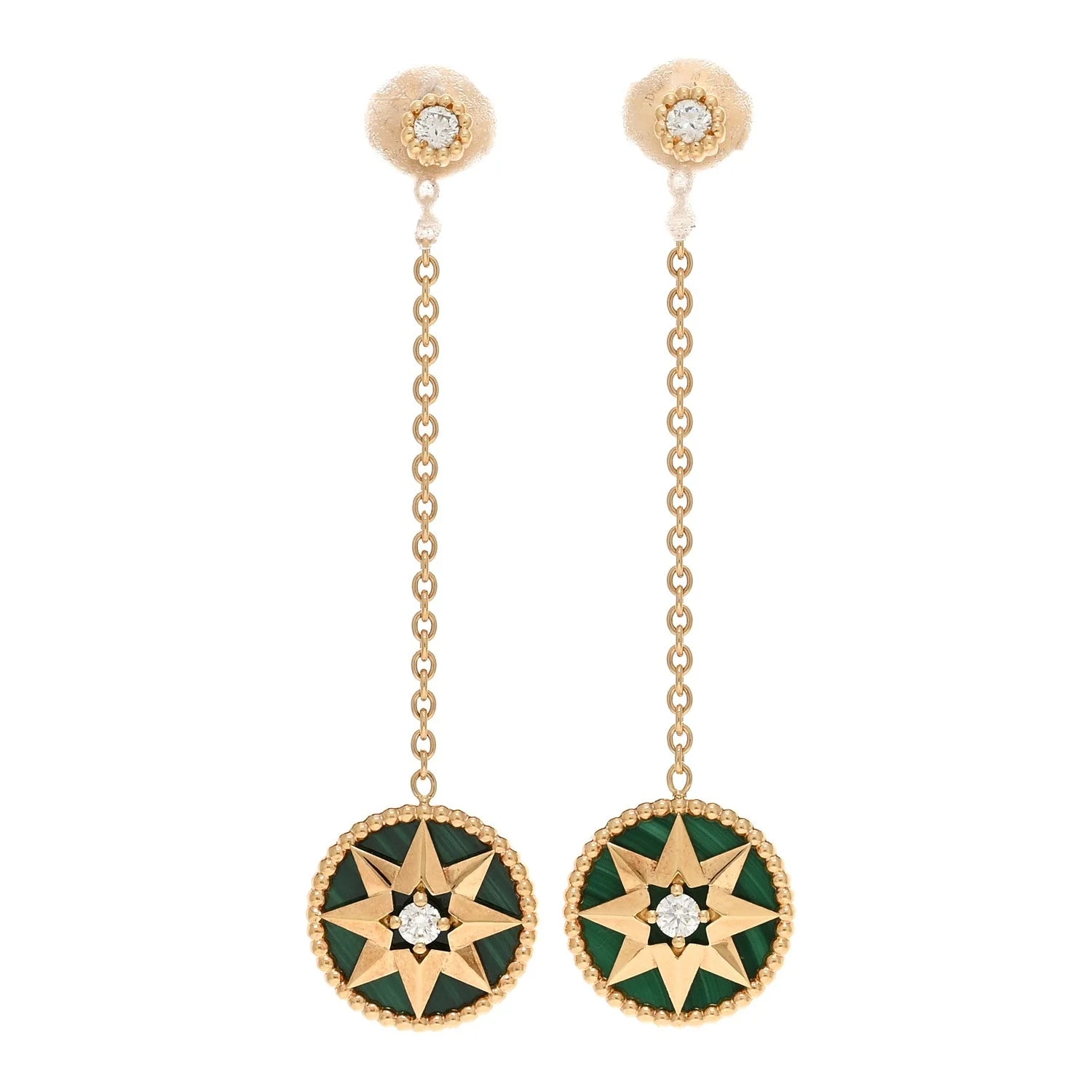 Dior — 18K Yellow Gold Malachite des Vents Drop — Jewelry — resale