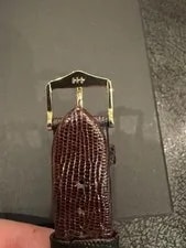 IWC Schaffhausen 18K Gold Brown Leather Strap Analog Cream Dial 4