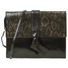 Fendi — Fendi Pochette Crossbody BlackxGold EnamelxLeather W22.5cm — Handbag — resale