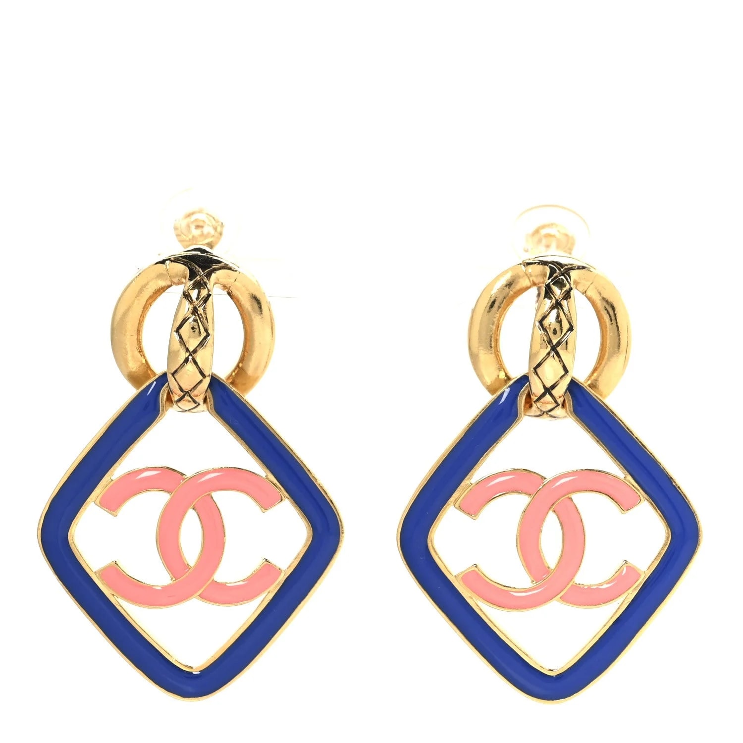 Chanel — Metal Enamel Quilted CC Drop — Jewelry — resale