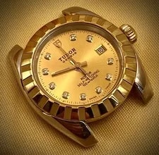 Tudor Classic Date Auto . 28mm Gold Dial With Diamonds Ref: 22013. 3