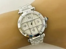 Cartier Pasha Grid W31040H3 2379 Stainless Steel 38mm Silver Dial #WJW189 2