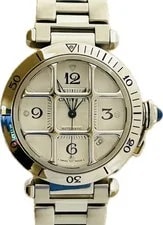 Cartier Pasha Grid W31040H3 2379 Stainless Steel 38mm Silver Dial #WJW189 3