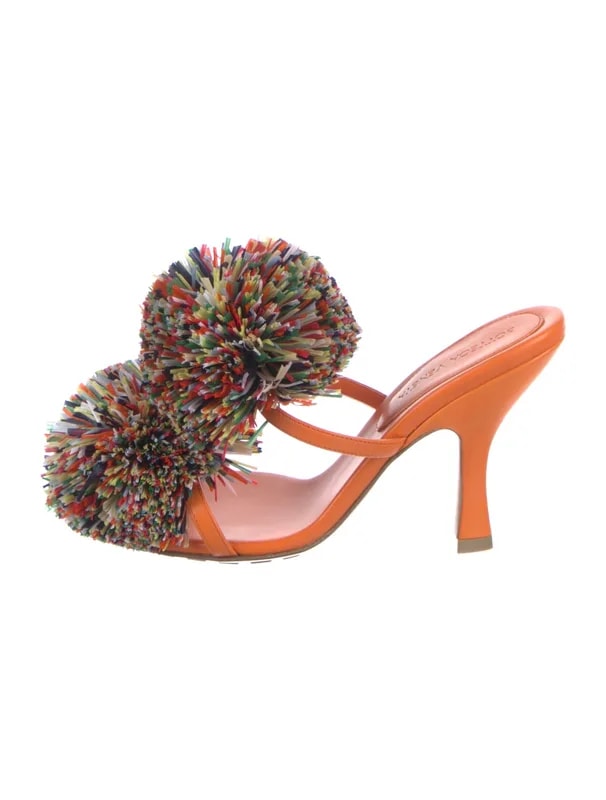 Bottega Veneta — Pom-Pom Embellishments Slides — Designer Shoe — resale
