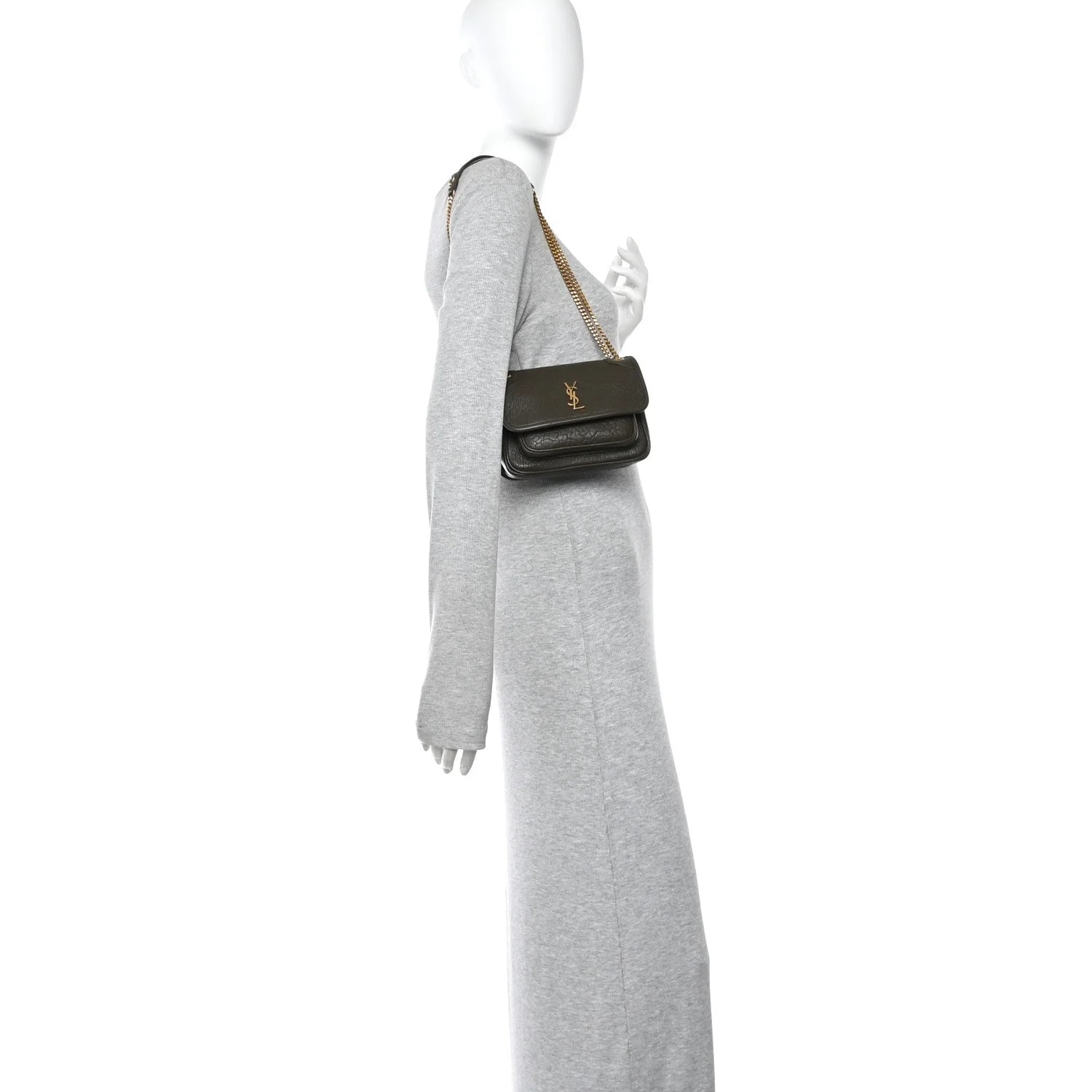 Grained Mini Niki Chain Satchel Light Musk 2