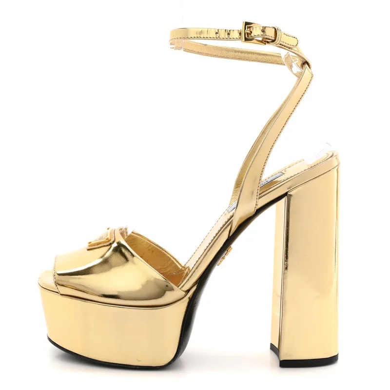 Prada — Spazzolato Metal Triangle Logo 37 Platino — Designer Shoe — resale