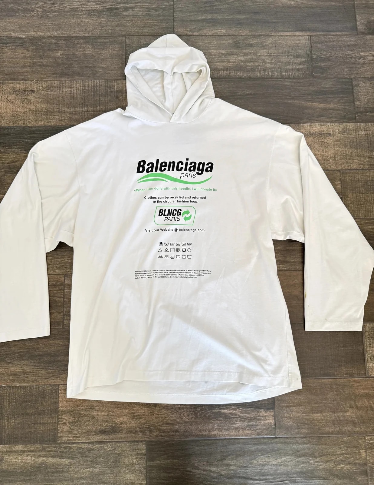 Balenciaga — Balenciaga Dry Cleaning Recycle Lightweight Hoodie — streetwear — resale