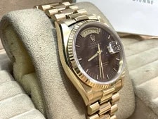 1979 Rolex 18038 Mahogany Burlwood Dial Italian Day-Date 36mm 18K Y/Gold W/ B&P 3