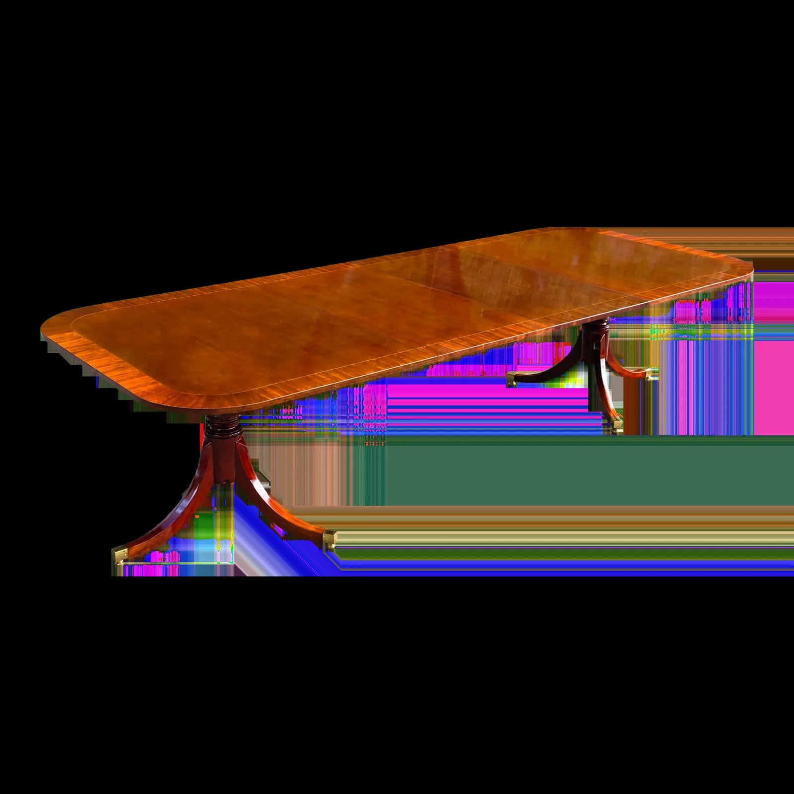 Baker Furniture Company — Late 20th Century Baker Furniture Georgian Banded Double Pedestal Extension Dining — Furniture — resale