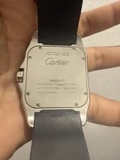 Cartier Santos 100 Automatic Swiss Made 38mm Steel Black Rubber Strap 100m 2