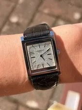 Patek Philippe Cal.175 Tank Style 18k Gold Dial Custom Steel Case W Box 2
