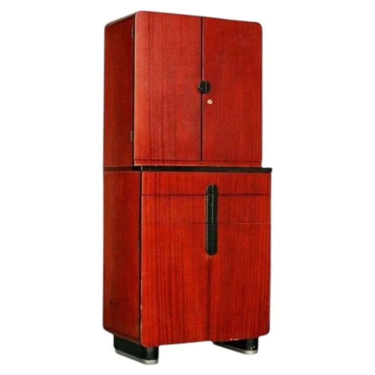 Donald Deskey — Streamline Art Deco Bar Mahogany Cabinet By Donald Deskey for Hamilton — Furniture — resale