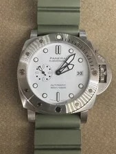 Panerai Submersible PAM01226 44mm Auto Steel Green Rubber Full Set Box! 2