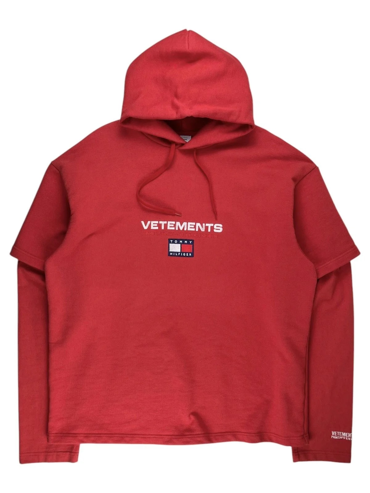 SS18 Vetements Oversized Tommy Hilfiger Logo Layered Hoodie 2