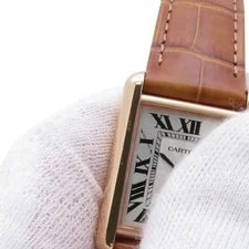 Cartier Tank WGTA0010 18K Pink Gold / Leather 29.5mm Silver Dial #TZW757 4