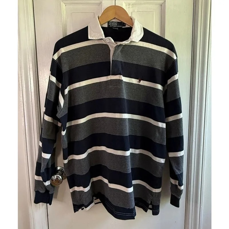 Vintage Polo Ralph Lauren Striped Rugby Shirt Medium EUC 2