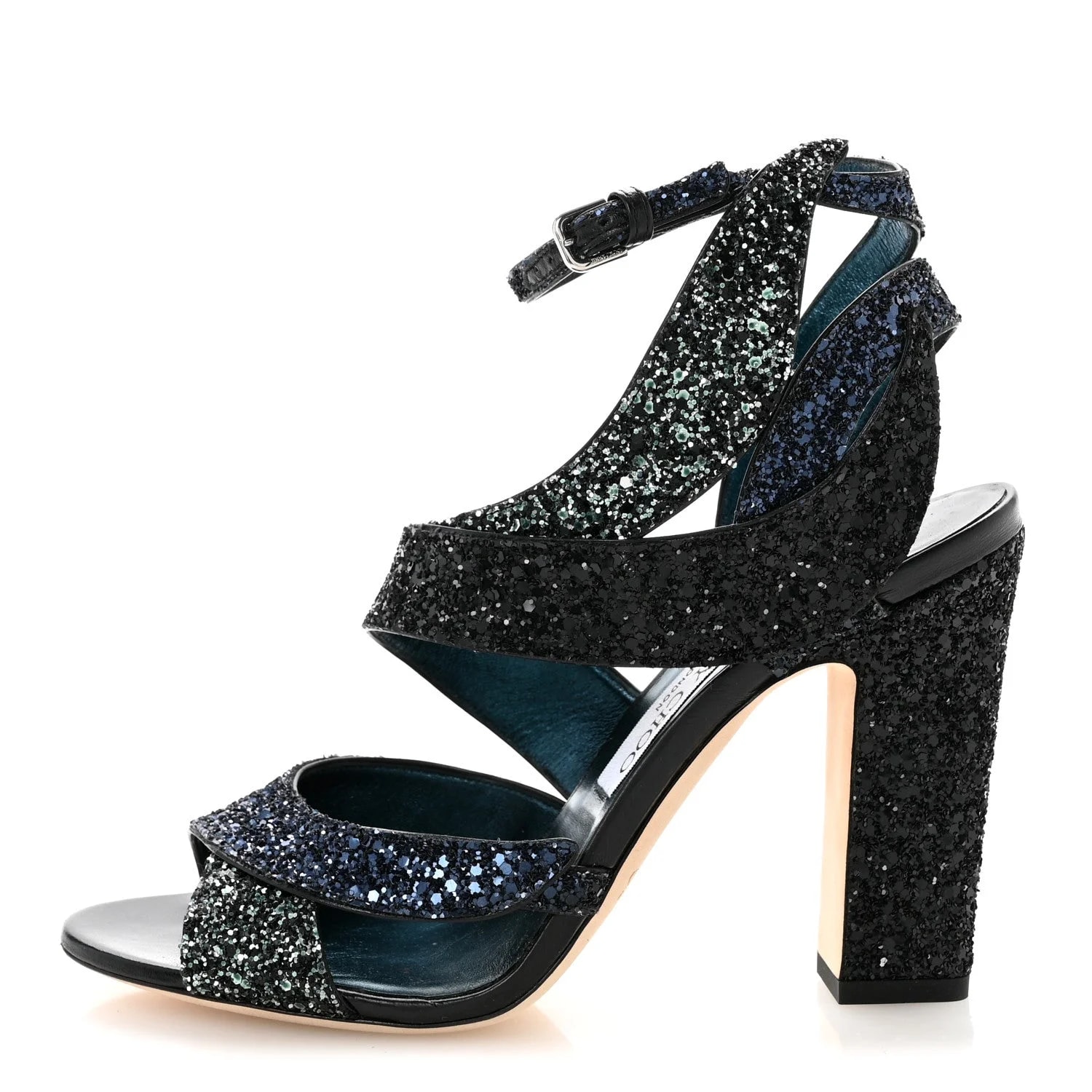 Jimmy Choo — Coarse Glitter Falcon 100 38.5 Mix — Designer Shoe — resale