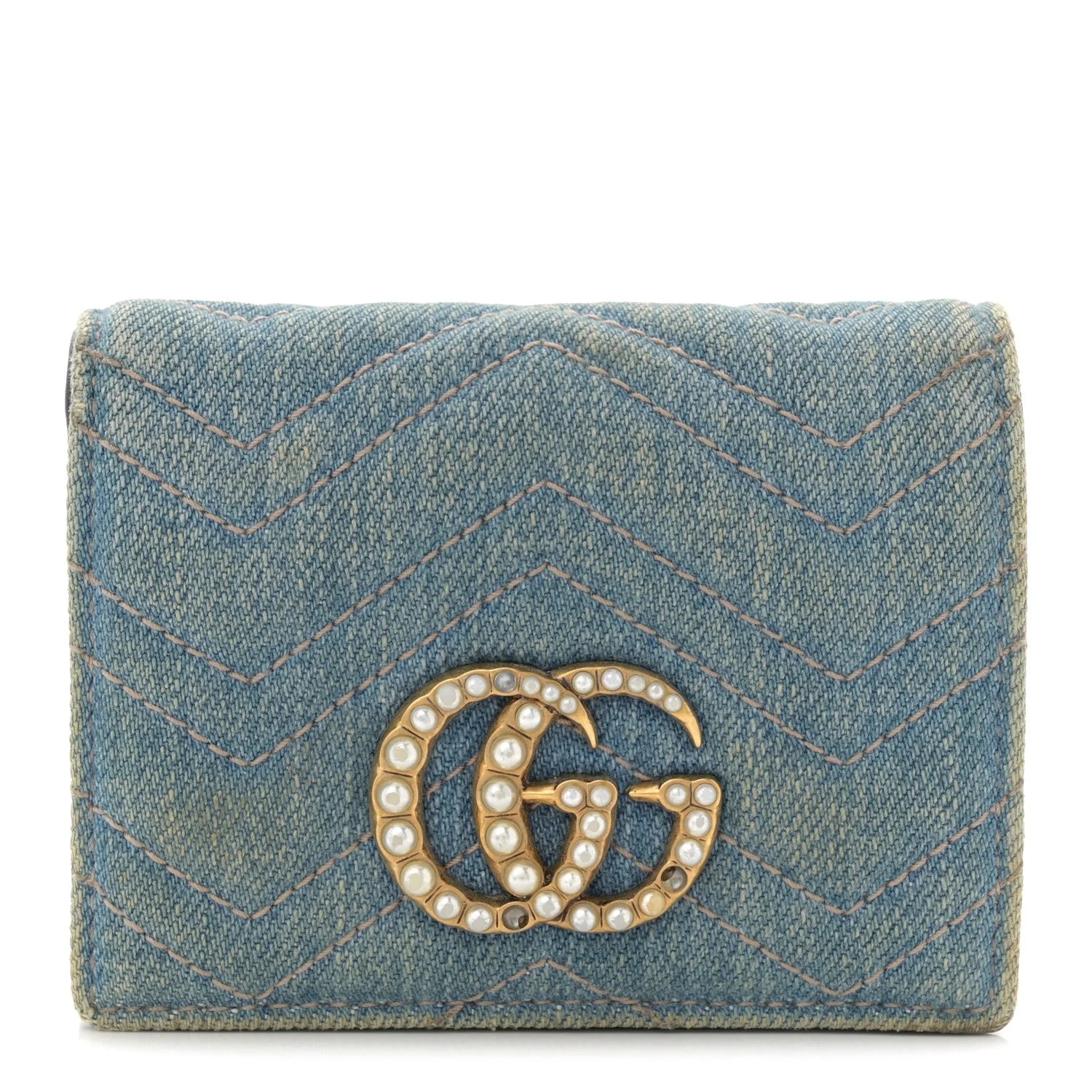 Gucci — Matelasse Pearly GG Marmont Card Case Wallet — Accessory — resale