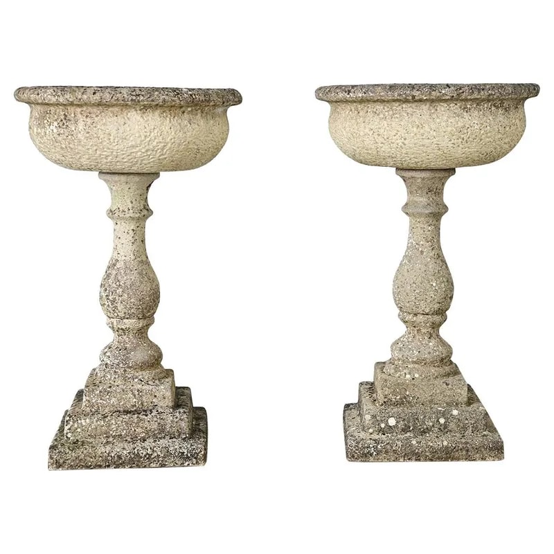 English Pair of 19th Century Cast Stone Planters — Furniture — resale