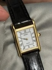Seiko — Seiko Solar SUP250 V115-0BD0 Akin To Cartier Tank. Leather Strap. Made in Japan. — Watch — resale