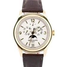 Patek Philippe — Patek Philippe Annual Calendar 18k Yellow Gold White Leather 39mm 5146J — Watch — resale