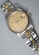 Tudor Prince Date 18K Solid Gold Bezel & Links W Diamond Linen Dial 74033 Ex++! 3