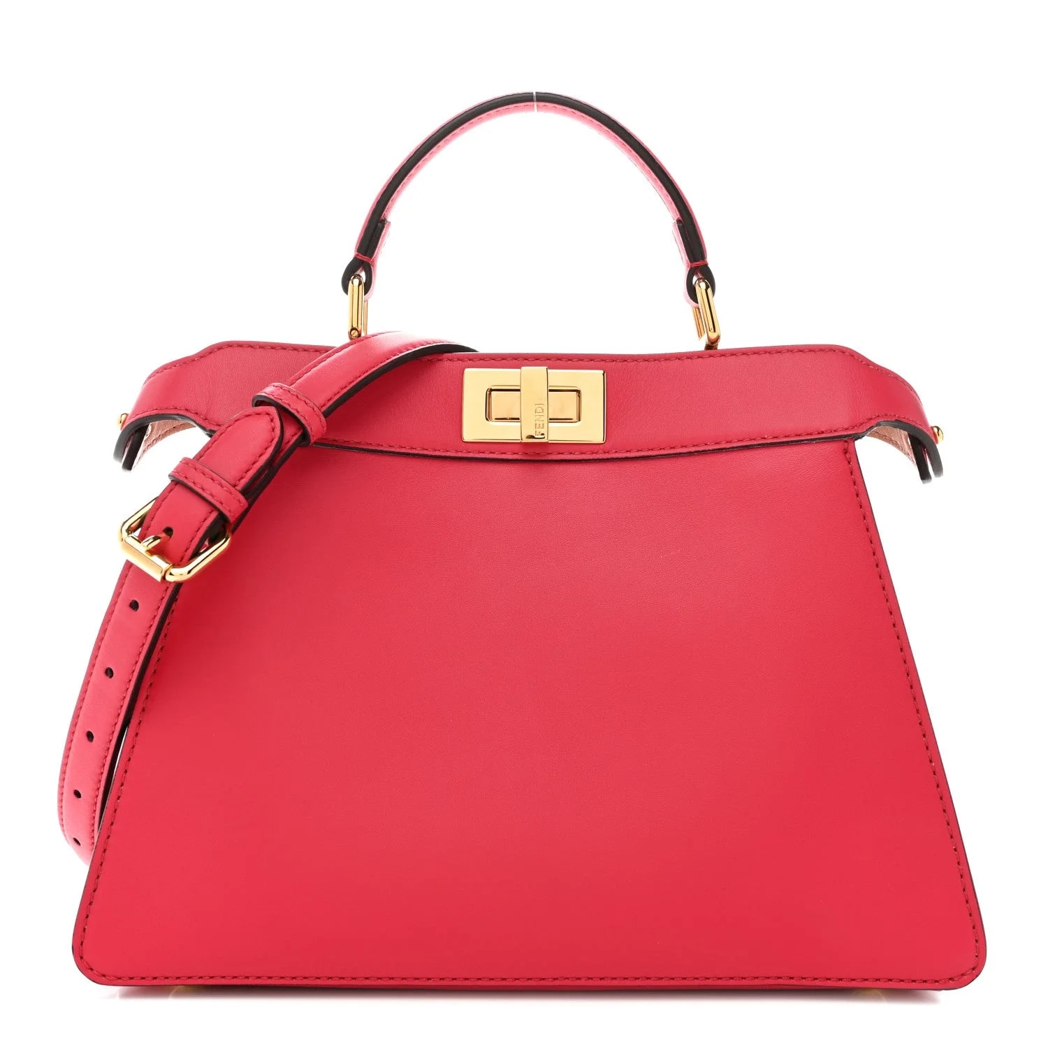Fendi — Vitello Seta Shiny Small Peekaboo I SEE U Satchel Lampone Light — Handbag — resale