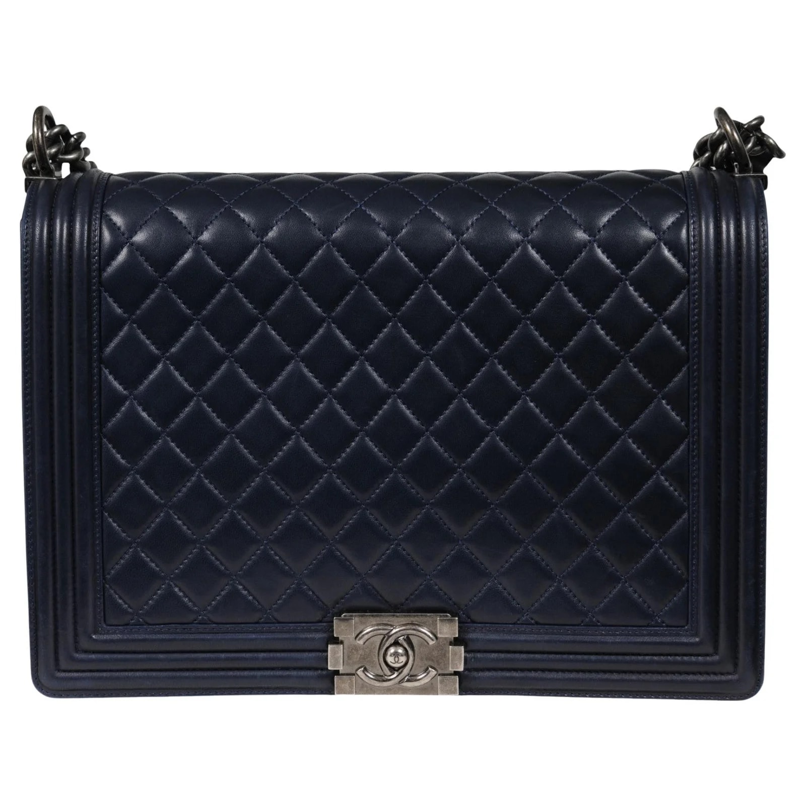 Chanel Large Boy Bag Flap Quilted CC Logo Crossbody 2