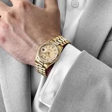 Rolex Day-Date 18238 Yellow Gold Champagne Diamond Baguette Dial (1991) 3