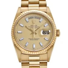 Rolex Day-Date 18238 Yellow Gold Champagne Diamond Baguette Dial (1991) 4