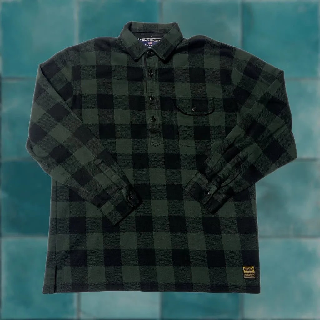 Ralph Lauren — Polo Sport By Ralph Lauren Rugby Shirt Adult M Checkered Thick Flannel — streetwear — resale