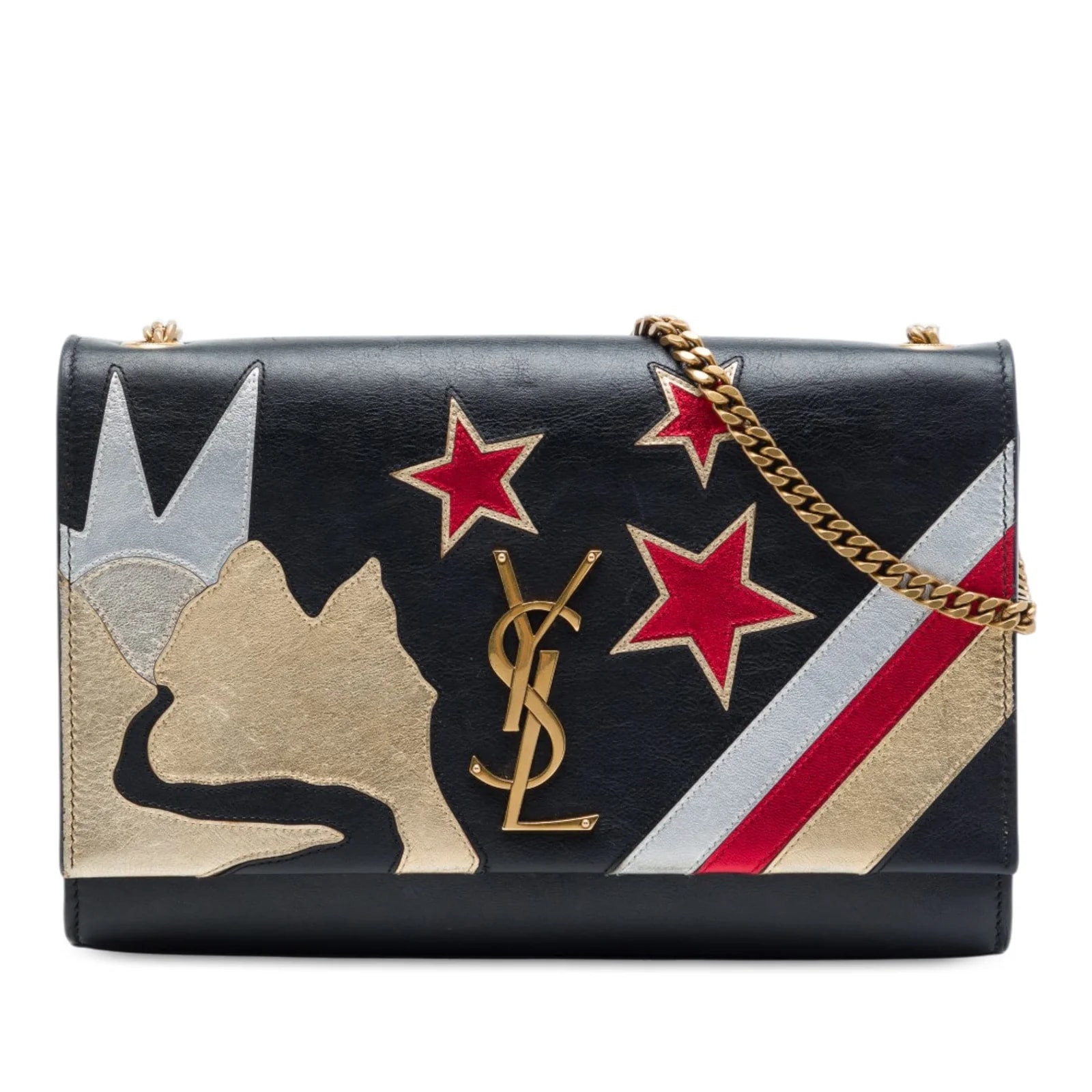 Saint Laurent — Medium Smooth Rockstar Patchwork Kate Crossbody — Handbag — resale