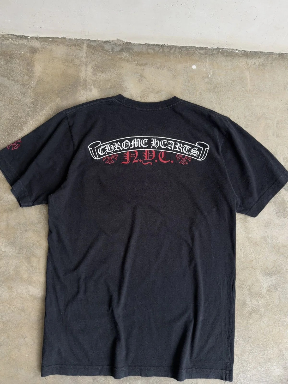 Chrome Hearts — Hearts NYC Scroll Logo Tshirt — streetwear — resale