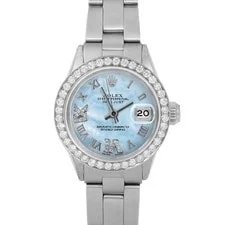 Rolex Datejust Blue MOP Roman Diamond Dial Diamond Bezel Oyster Band 4