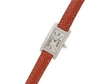 Cartier Tank Americaine Mini WB710015 K18White Gold / Leather / Diamond #DW297 2