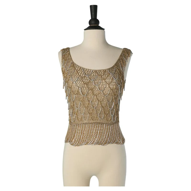 Loris Azzaro — Lurex Tank Top With and Metal Chain By Loris Azzaro — Clothing — resale